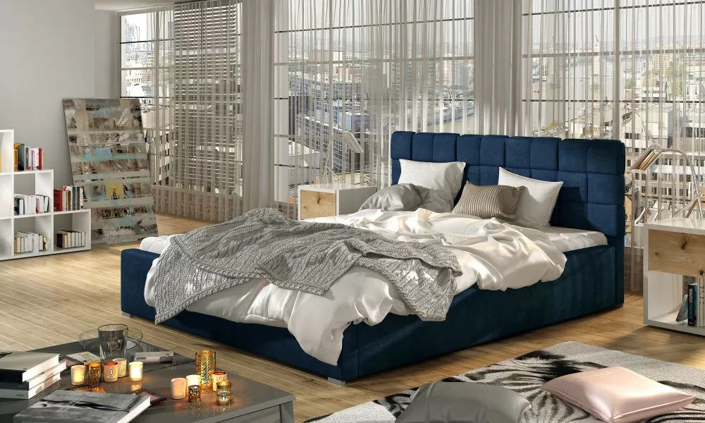 Gulta Grand Basic ar stelāžu Guļamvietas platums: 140 cm, Guļamvietas garums: 200 cm, stelāžas tips: koka, · Zils · 160 