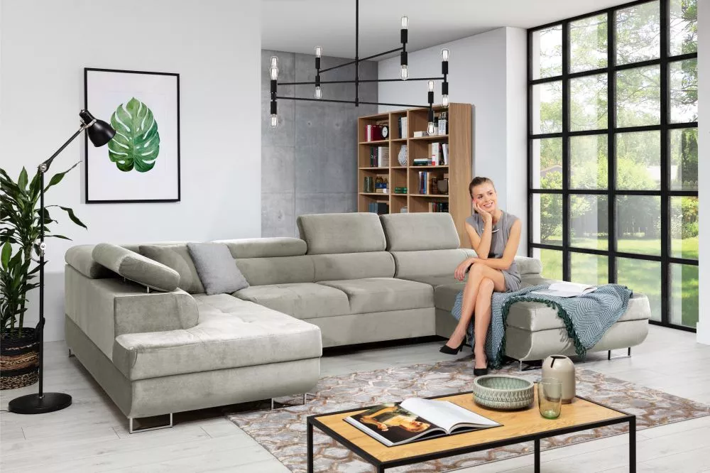 Dīvāns Annabelle U 2 Standard · Gaiši bēšs · 201 × 343 × 76 cm