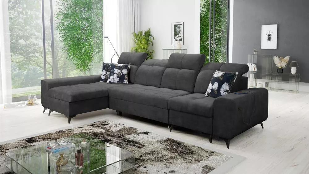 Dīvāns Golden 12 standard · Antracīts · 173 × 324 × 85 cm