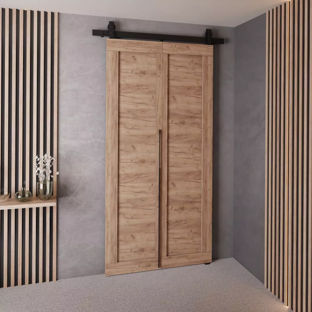 Bīdāmās durvis Qudio Loft-1 · Ozols craft zelts · 96 × 205 cm
