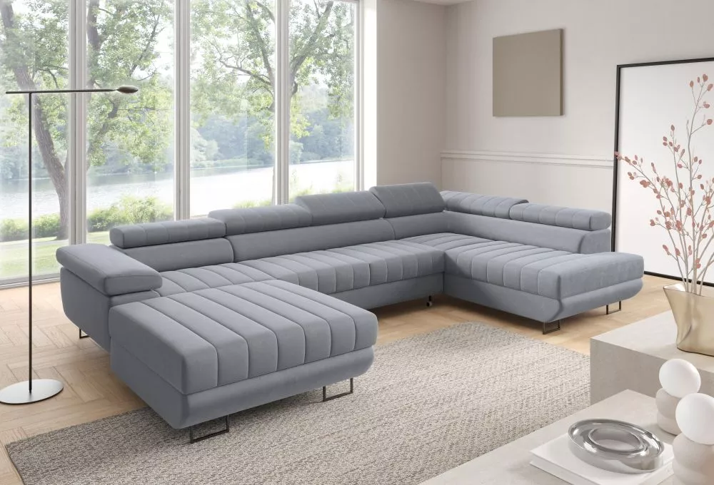 Dīvāns Horizonte Mini U standard · Gaiši pelēks · 202 × 347 × 80 cm