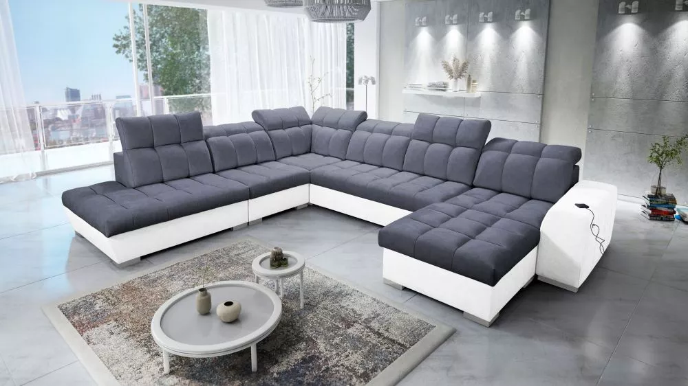 Dīvāns Pagano 10 Premium Standard · Antracīts + balts · 300 × 364 × 83 cm