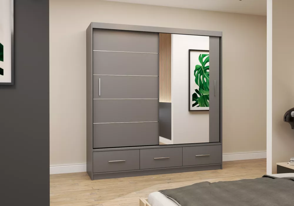 Skapis Florence · Pelēks · 204 × 61 × 218 cm