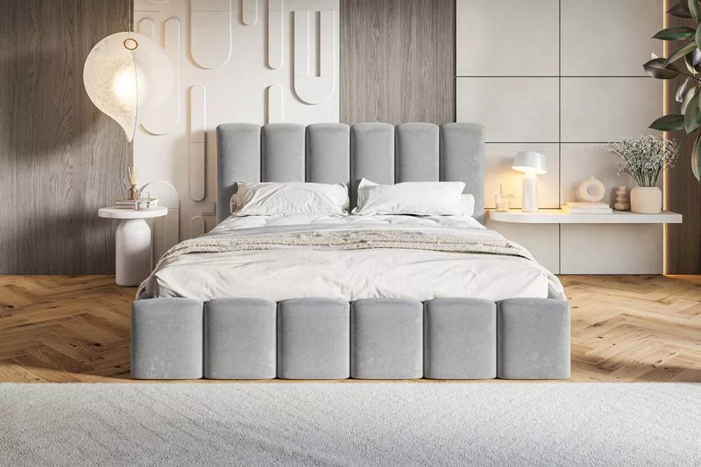 Gulta Slim 11 standard ar stelāžu Guļamvietas platums: 180 cm, Guļamvietas garums: 200 cm, stelāžas tips: koka, · Pelēks
