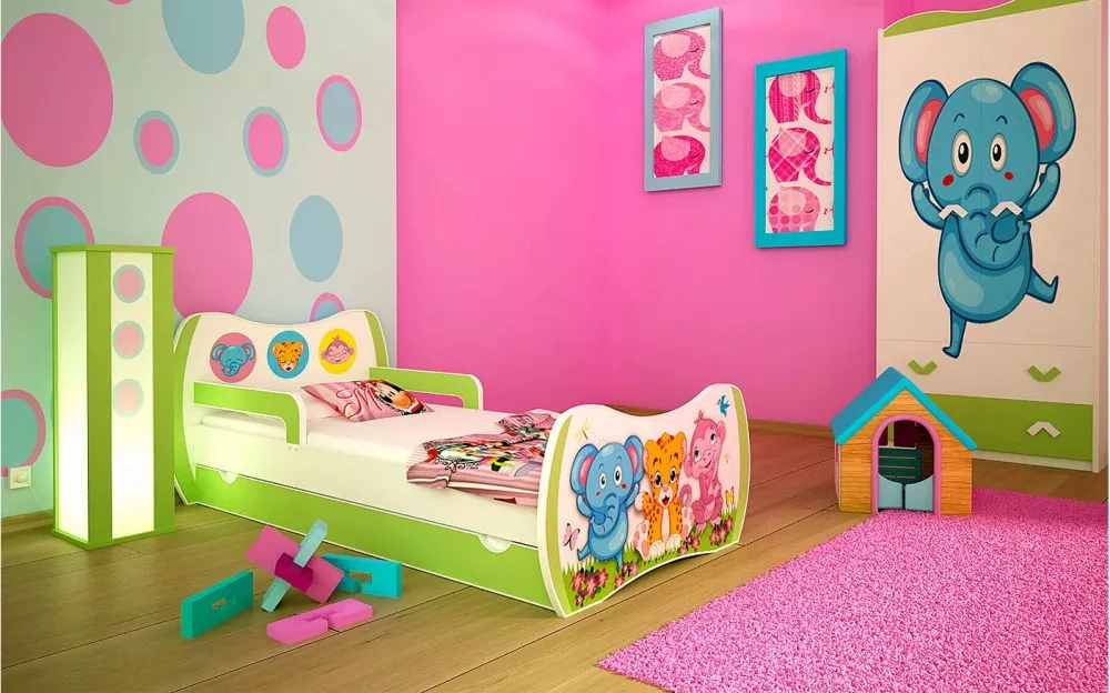 Bērnu gulta Dream L02 140x70 DM04 ar stelāžu Guļamvietas platums: 70 cm, Guļamvietas garums: 140 cm, · 94 × 144 × 71 cm