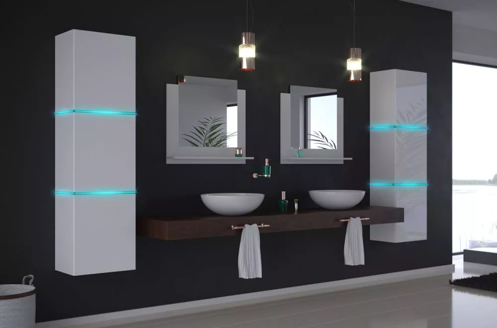 Vannas istabas komplekts Alius 16 gloss ar LED · Balts · 110 × 35 cm