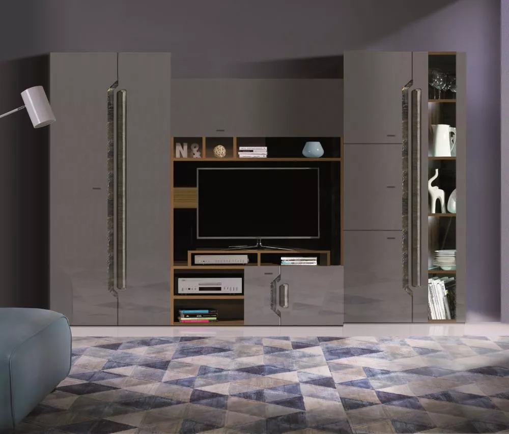 Sekcija Davos P ar LED Korpusa krāsa: tumšais rieksts, · 302 × 52 × 196 cm