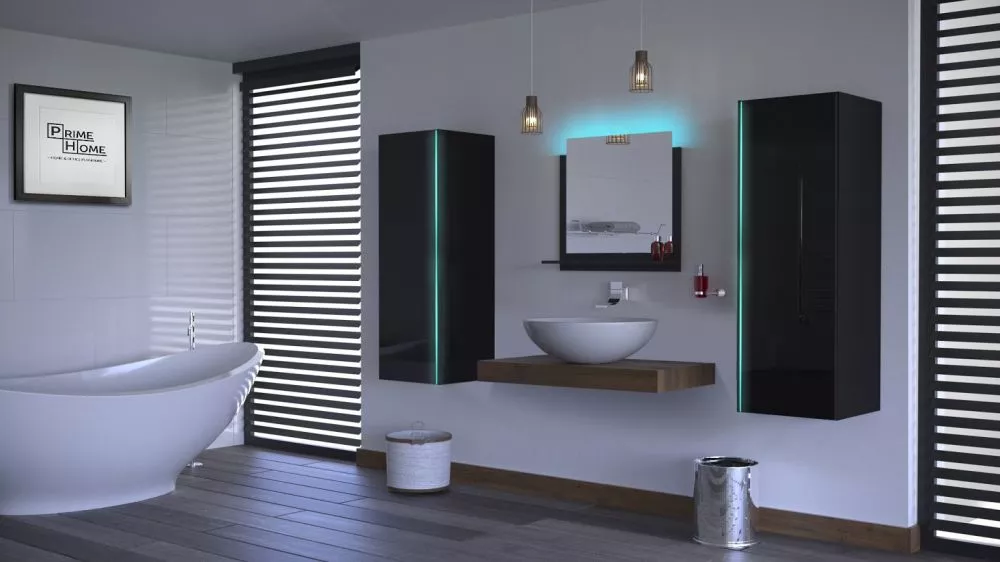 Vannas istabas komplekts Alius 8 ar LED · Melns · 110 × 30 cm