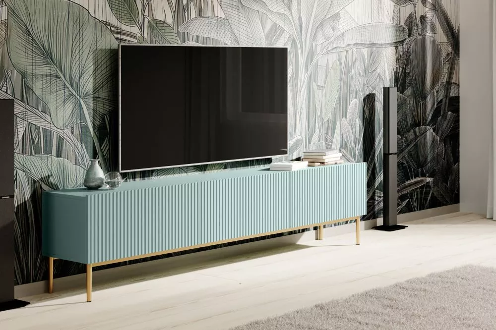 TV tumba Nicole RTV 200 2K1SZ Gold · Gaiši zils · 200 × 45 × 53 cm