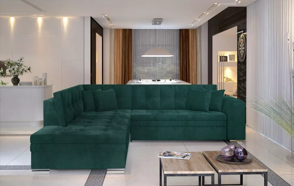 Dīvāns Pieretta Lux Standard · Tumši zaļš · 205 × 260 × 80 cm