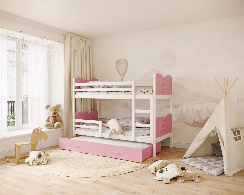Bērnu gulta Max 3 MDF 80x190 ar stelāžām Guļamvietas platums: 80 cm, Guļamvietas garums: 190 cm, · 86 × 198 × 158 cm