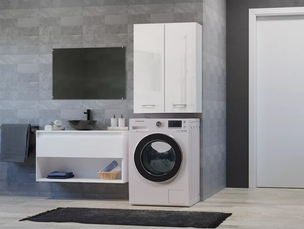 Vannas istabas skapītis Pola Mini DD Gloss · Balts · 64 × 90 × 30 cm