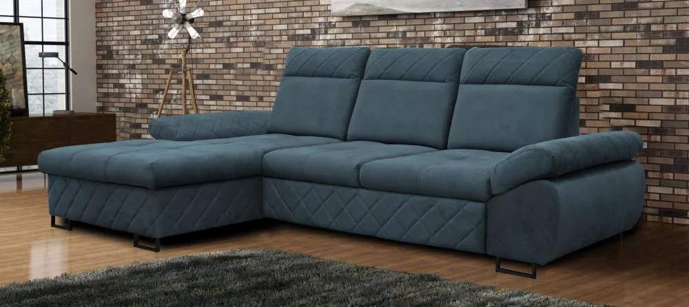 Dīvāns Selly Mini standard · Tumši zils · 176 × 277 × 90 cm