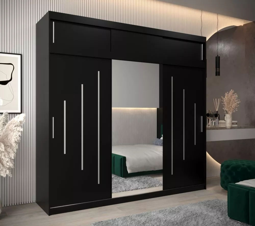 Skapis York 1 Premium · Melns · 250 × 62 × 240 cm