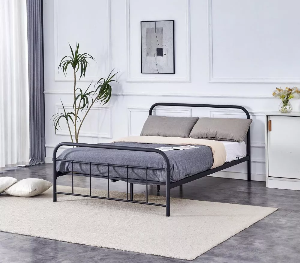 Gulta Linda ar stelāžu Guļamvietas platums: 140 cm, Guļamvietas garums: 200 cm, · Melns · 145 × 209 × 93 cm