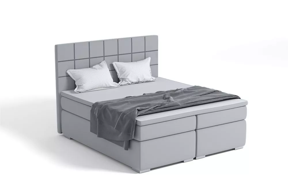 Gulta Vena Boxspring Standard Guļamvietas platums: 160 cm, Guļamvietas garums: 200 cm, · Sudrabs · 170 × 206 × 120 cm