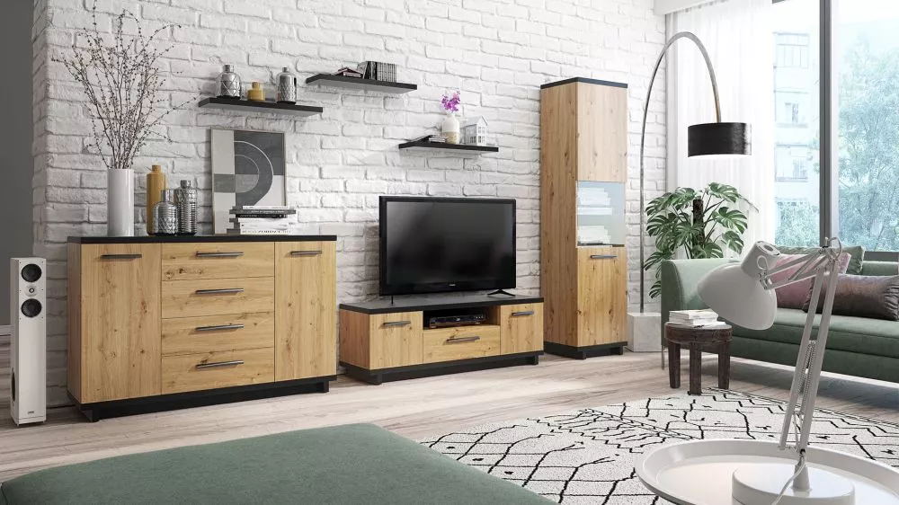Sekcija Ines 2 ar LED Korpusa krāsa: ozols artisan, · 40 × 200 cm