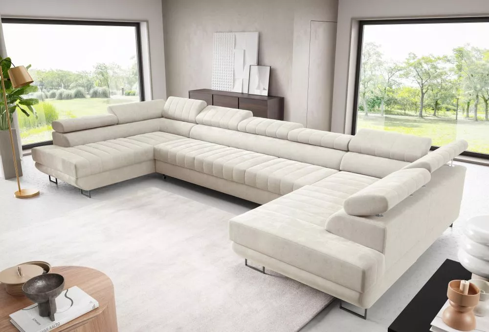 Dīvāns Horizonte U XL standard · Gaiši bēšs · 202 × 405 × 87 cm