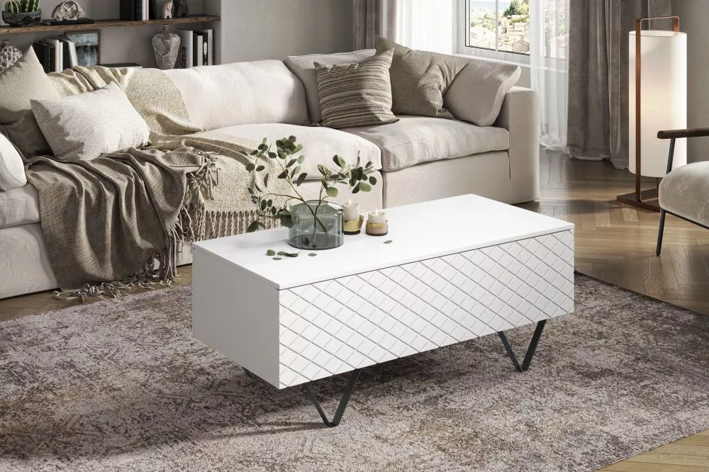 Žurnālgalds Scalia L120 2K Black · Balts · 120 × 55 × 48 cm