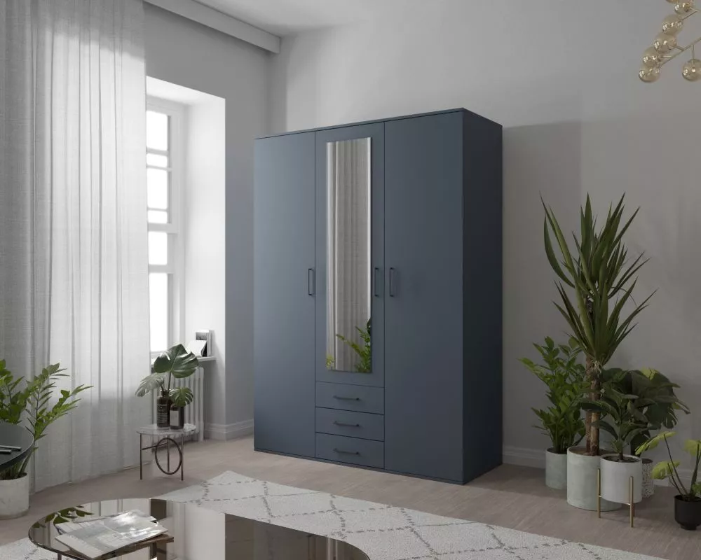 Skapis Omega Blue · Zils · 150 × 57 × 210 cm