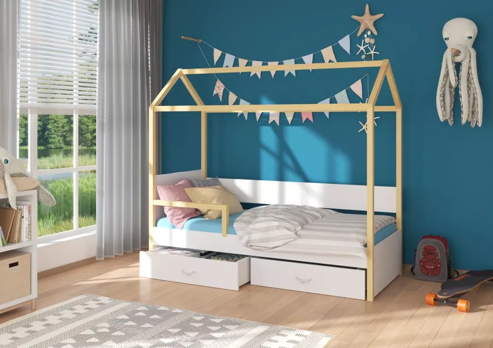 Bērnu gulta Otello Colour ar stelāžu Guļamvietas platums: 90 cm, Guļamvietas garums: 200 cm, · 97 × 210 × 172 cm