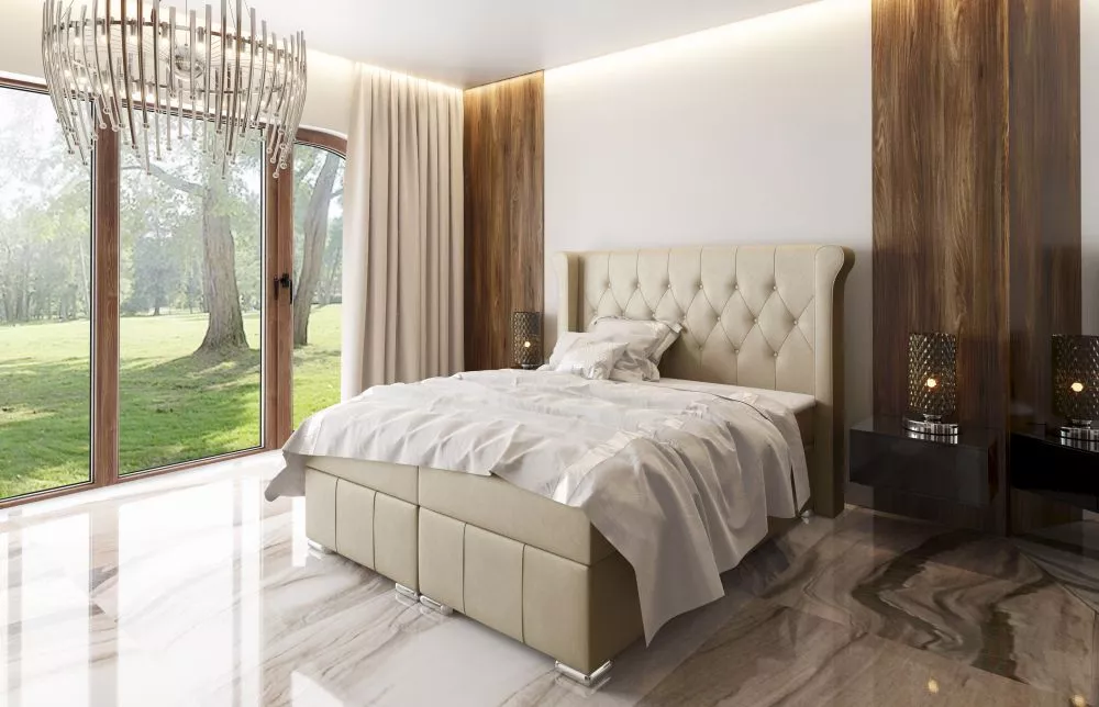 Gulta Massimo Boxspring Premium Standard Guļamvietas platums: 140 cm, Guļamvietas garums: 200 cm, · Gaiši bēšs · 180 × 2