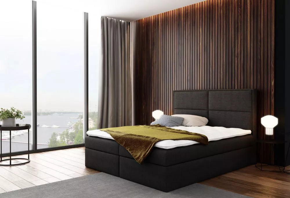 Gulta Grand Premium standard ar stelāžu Guļamvietas platums: 160 cm, Guļamvietas garums: 200 cm, · Melns · 160 × 213 × 1