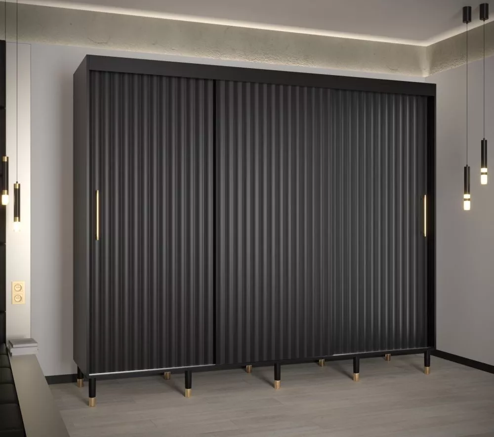 Skapis Calipso Wave 1 · Melns · 250 × 62 × 208 cm