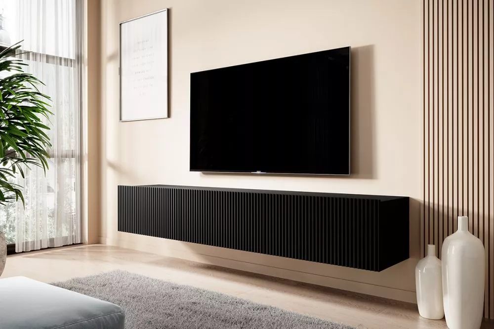 TV tumba Nicole RTV 200 2K1SZ W · Melna · 200 × 45 × 33 cm