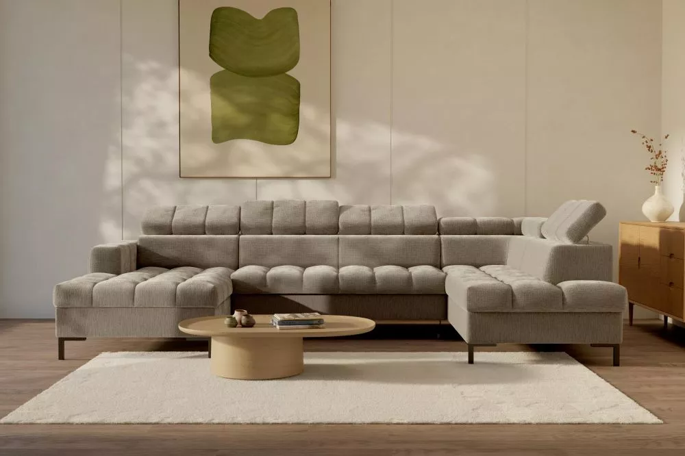 Dīvāns Tromso XL Standard · Bēši pelēks · 210 × 355 × 90 cm