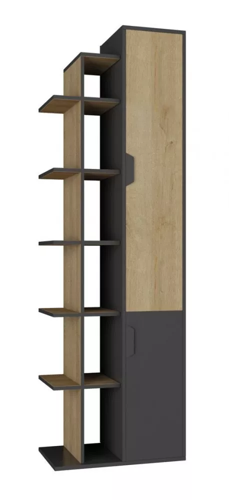 Plaukts Nano 4 · Grafīts + ozols riviera · 60 × 195 × 40 cm