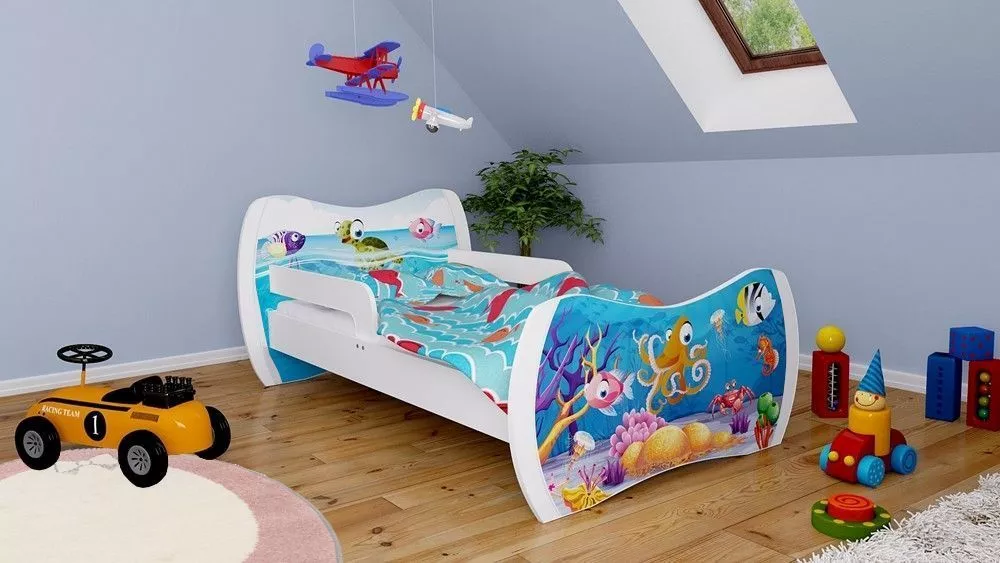 Bērnu gulta Dream L01 140x70 DM28 ar stelāžu Guļamvietas platums: 70 cm, Guļamvietas garums: 140 cm, · 94 × 144 × 71 cm