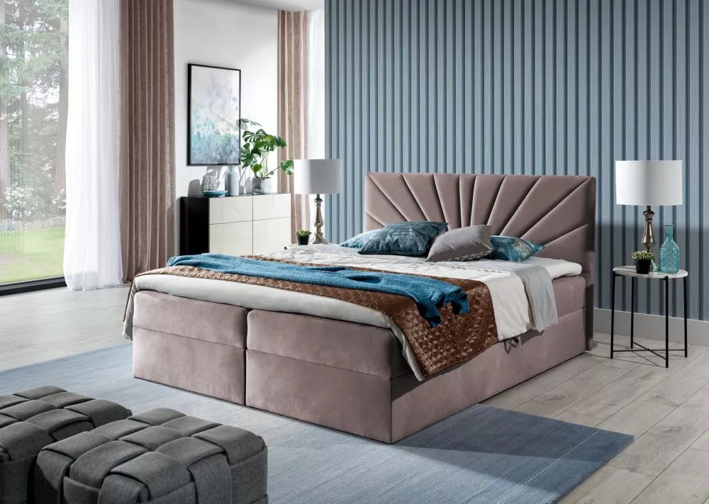 Gulta Top4 Boxspring Premium Standard Guļamvietas platums: 160 cm, Guļamvietas garums: 200 cm, · Gaiši rozā · 164 × 208 