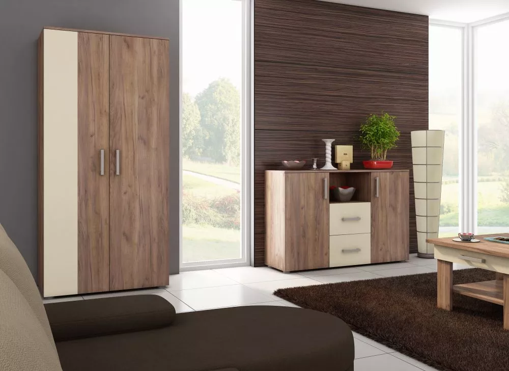 Kumode Stella STE 01 · Tobaco ozols + krēma · 135 × 39.2 × 88 cm