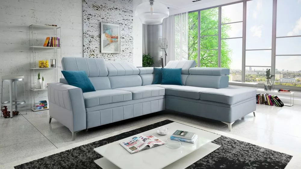 Dīvāns Bartez 3 Standard · Gaiši zils · 218 × 262 × 80 cm