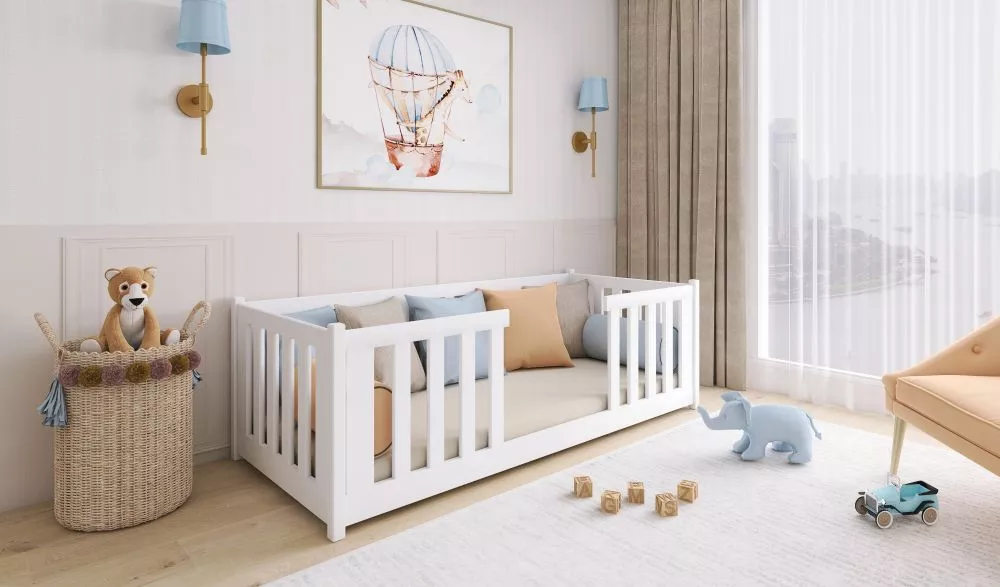 Bērnu gulta Fero ar stelāžu Guļamvietas platums: 90 cm, Guļamvietas garums: 200 cm, · Balts · 97 × 208 × 62 cm