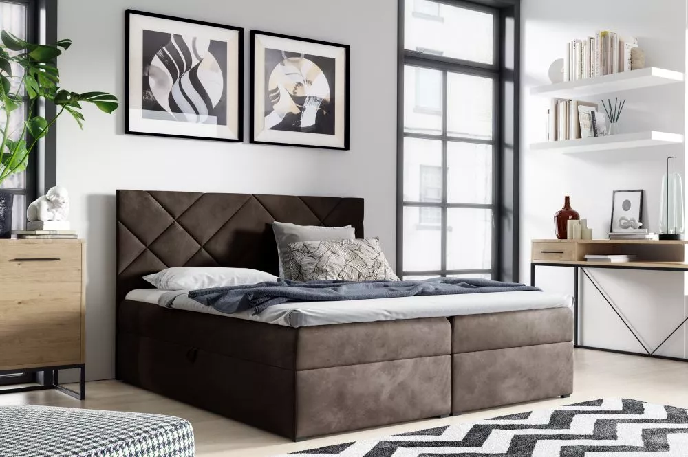 Gulta Box 3 Comfort Boxspring Standard Guļamvietas platums: 160 cm, Guļamvietas garums: 200 cm, · Tumši brūns · 164 × 20
