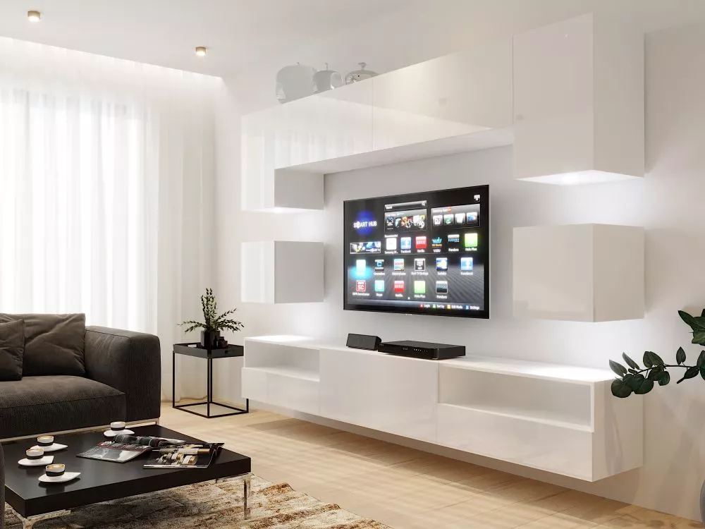 Sekcija Box 59 ar LED · Balts · 266 × 38 cm
