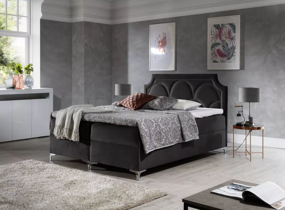 Gulta Caschmire Boxspring Premium Standard Guļamvietas platums: 200 cm, Guļamvietas garums: 200 cm, · Melns · 202 × 205 