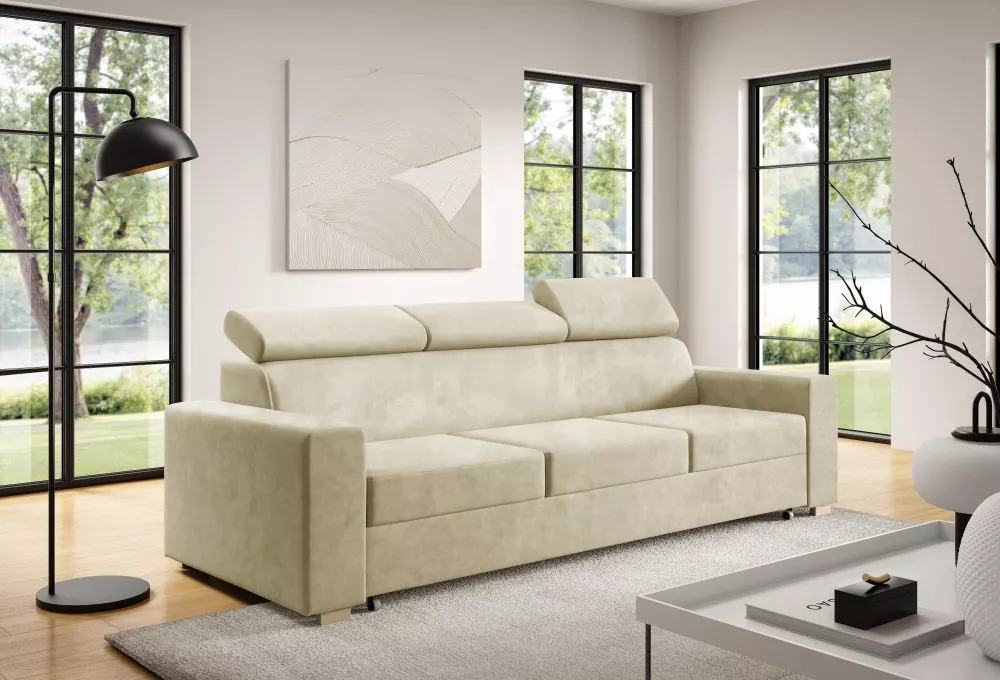 Dīvāns Adela 3 Sofa standard · Krēma · 95 × 242 × 95 cm