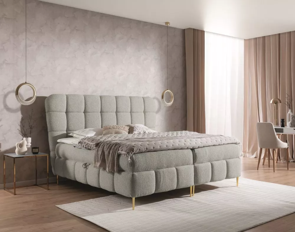 Gulta Lolly Boxspring Standard Guļamvietas platums: 140 cm, Guļamvietas garums: 200 cm, · Bēši pelēks · 167 × 207 × 123 