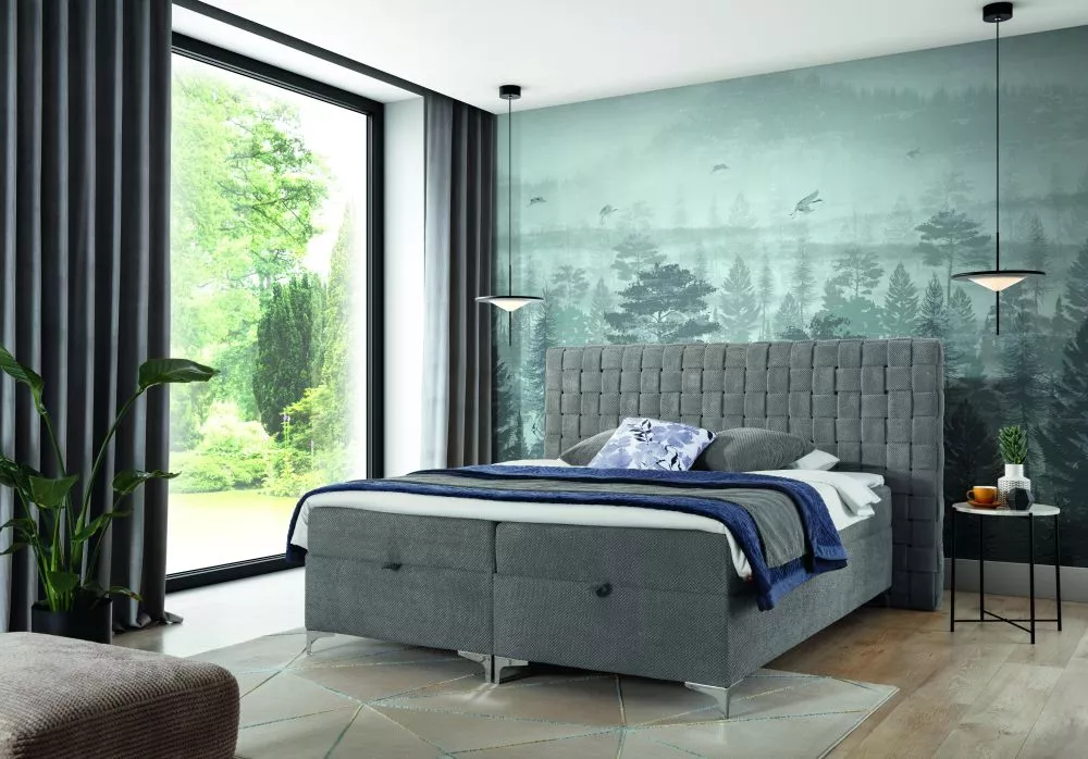 Gulta Stella Boxspring Standard Guļamvietas platums: 120 cm, Guļamvietas garums: 200 cm, · Tumši pelēks · 193 × 214 × 12