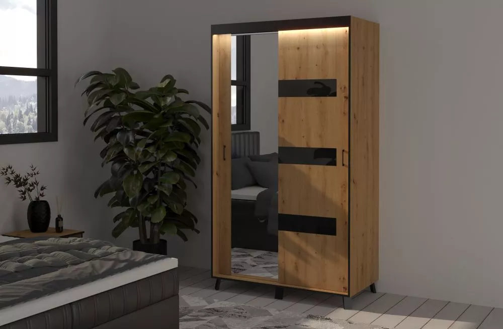 Skapis Tova ar LED · Ozols artisan · 120 × 61 × 215 cm