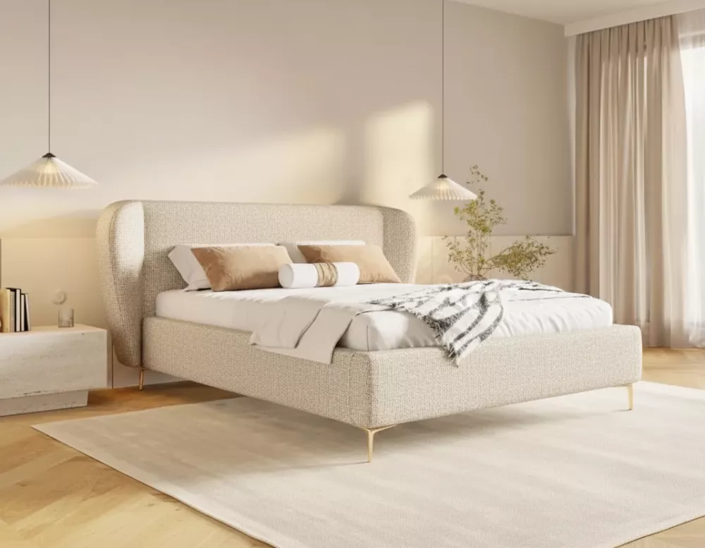 Gulta Aliano Standard ar stelāžu Guļamvietas platums: 140 cm, Guļamvietas garums: 200 cm, · Gaišais krēms · 158 × 224 × 