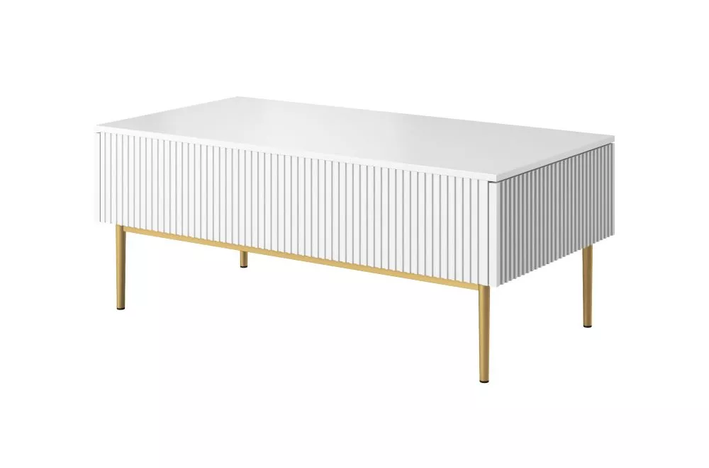 Žurnālgalds Nicole L120 2SZ Gold · Balts · 120 × 60 × 48 cm