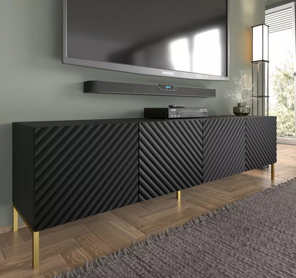 TV tumba Surf 06 · Melns · 200 × 42 × 56 cm