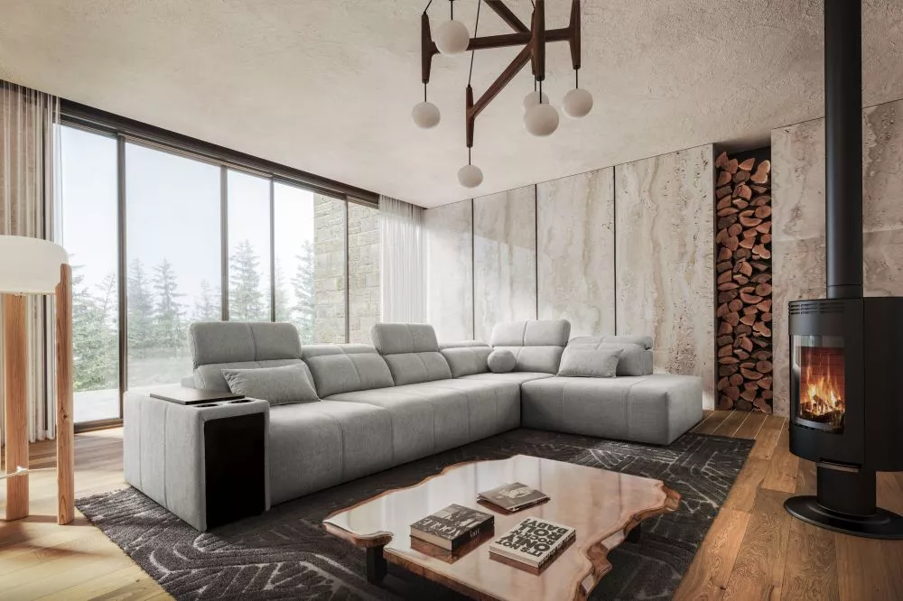 Dīvāns Mindy 11 Standard · Gaiši pelēks · 230 × 350 × 77 cm
