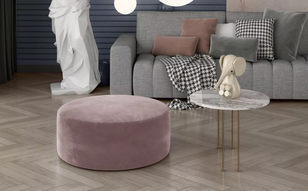 Pufs Bero Standard Auduma numurs: Mat Valvet 63, · Rozā · 75 × 42 × 75 cm