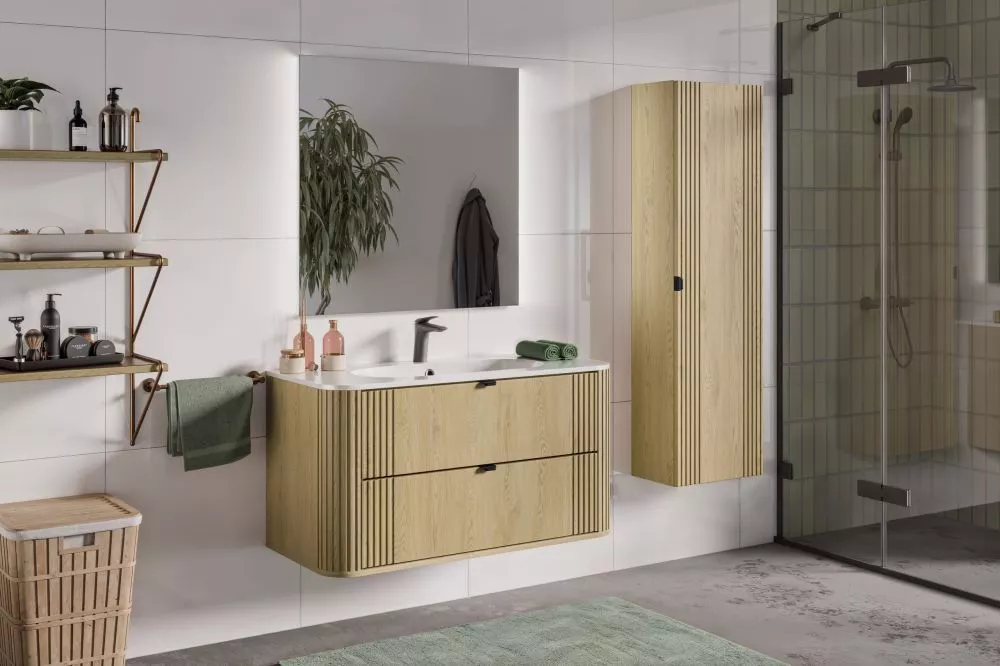 Vannas istabas komplekts Ovalia Cremona 1 ar LED · Ozols kremona · 160 × 46 cm