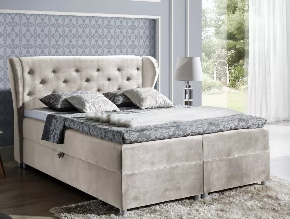 Gulta Pasito Boxspring Premium Standard Guļamvietas platums: 120 cm, Guļamvietas garums: 200 cm, · Gaiši bēšs · 144 × 21